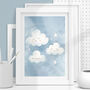 Dreamy Clouds On Starry Sky Kids Watercolour Art Print, thumbnail 1 of 4