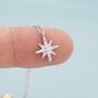 Tiny Starburst Pendant Necklace In Sterling Silver, thumbnail 2 of 12