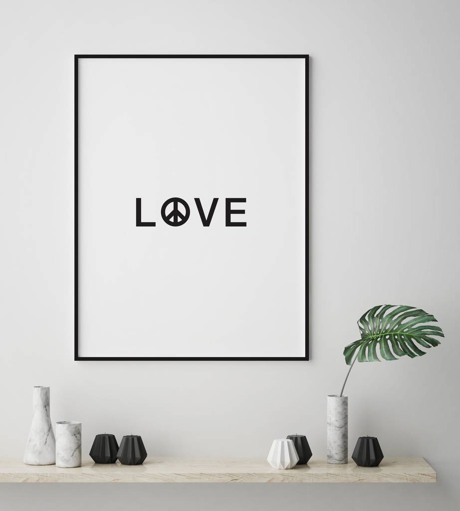 Love And Peace Typographic Print, 1 of 2
