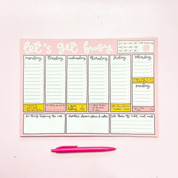 'Let's Get Busy' A4 Weekly Desk Notepad, 3 of 3