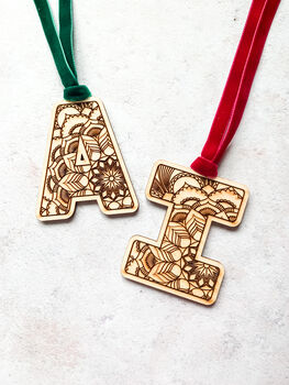 Chunky Detailed Monogram Wooden Hanging Decoration, 2 of 2