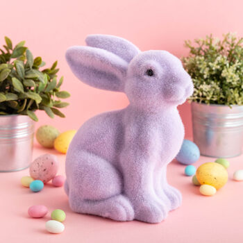 Large Lilac Flock Bunny Decoration, 2 of 4