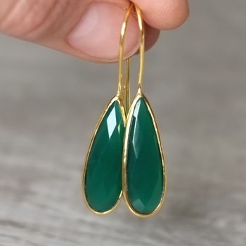 Real Green Onyx Gemstone Earrings, 4 of 9