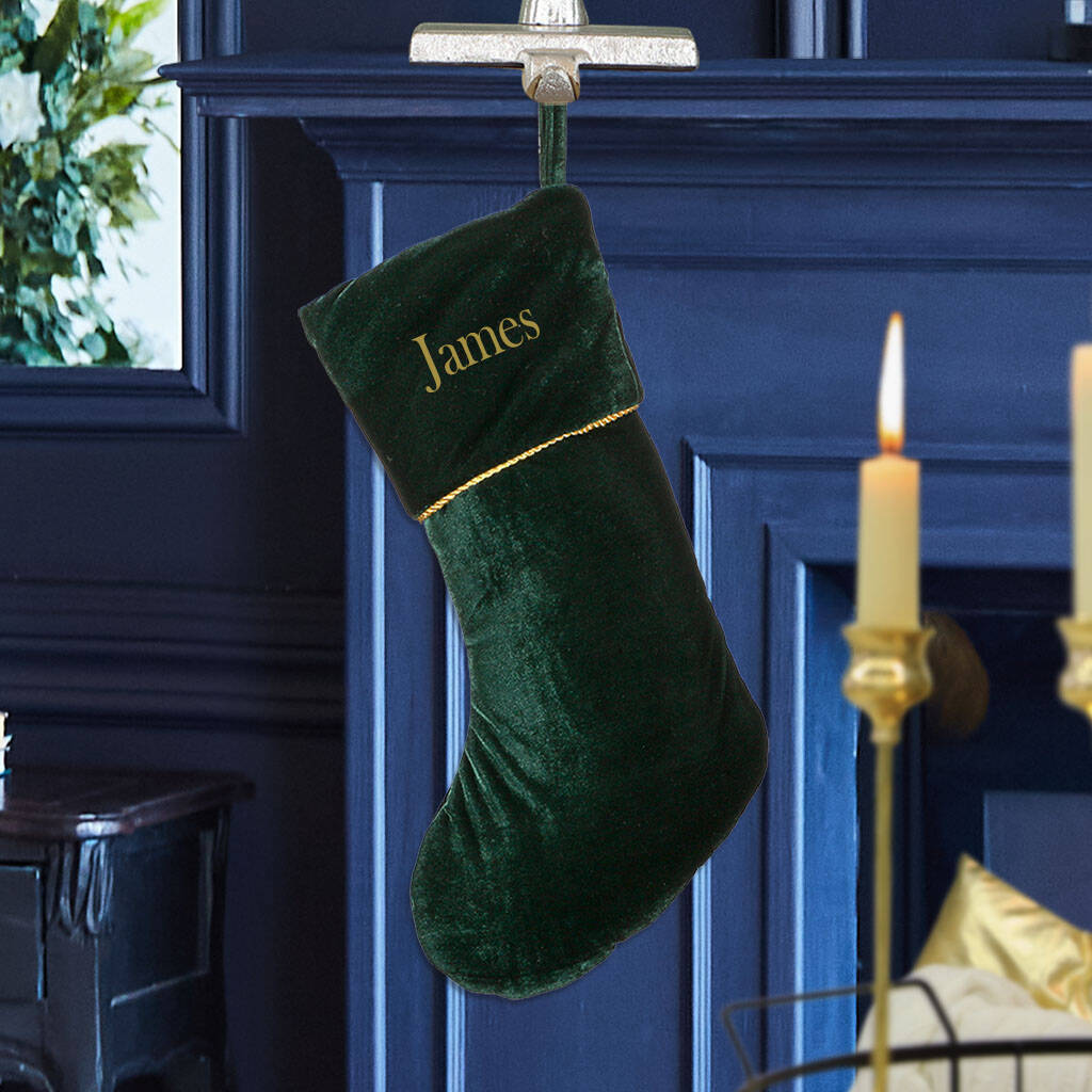 Emerald Green Velvet Christmas Stocking, 1 of 5