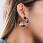 Black And White Tortoise Shell Chunky Hoop Earrings, thumbnail 1 of 5