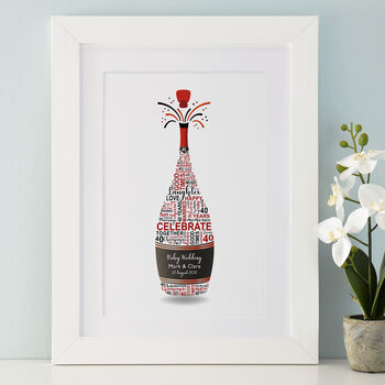 Personalised Ruby Anniversary Champagne Word Art, 5 of 9