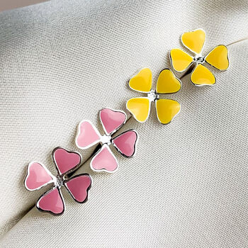 Sterling Silver Pink Or Yellow Flower Stud Earrings, 3 of 6