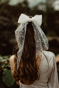 Valentina Spotty Polka Dot Hair Bow Veil Bridemaid, 4 of 4