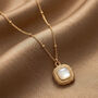 Gold Square Pearl Necklace With Bobble Chain, thumbnail 1 of 9