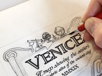 Venice Map Hand Drawn Fine Art Print, 7 of 12