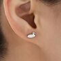 Mismatched Chicken And Duck Stud Earrings In Sterling Silver, thumbnail 2 of 12