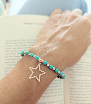 Star Charm Turquoise And Gold Vermeil Beaded Bracelet, 5 of 8