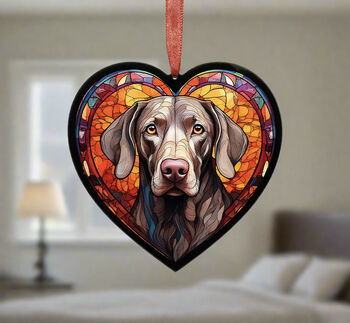 Weimaraner Stained Glass Effect Heart Suncatcher, 4 of 5