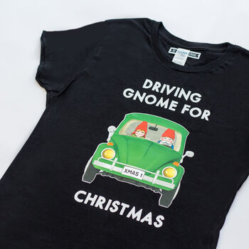 'Driving Gnome' Funny Christmas T Shirt, 3 of 5