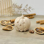 Autumn Beige Carved Pumpkin Candle Halloween Decor, thumbnail 6 of 10