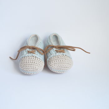Hand Crochet Leather Laced Baby Shoes, 7 of 7
