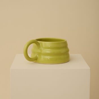 Chartreuse Handmade Wavy Ceramic Mug, 2 of 6