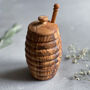 Olive Wood Honey Pot And Drizzler Set, thumbnail 1 of 4