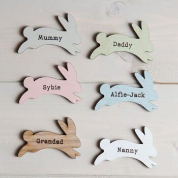 Personalised Wooden Easter Bunny Place Name Setting, 2 of 3