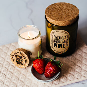 Strawberry And Wine Scented Upcycled Wine Bottle Candle, 2 of 2