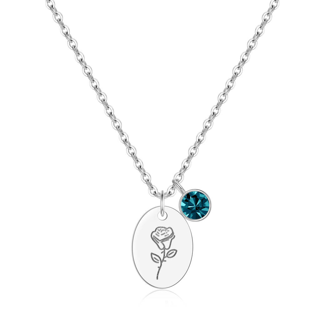 Personalised Birth Flower With Birthstone Necklace, 1 of 11