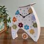 Floral Ceramic Mantel Clock In Bright Colours With Pendulum, thumbnail 3 of 8