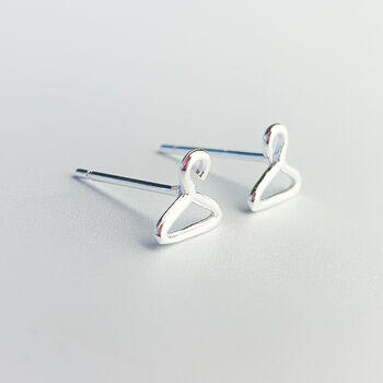 Sterling Silver Tiny Clothes Hanger Stud Earrings, 2 of 4