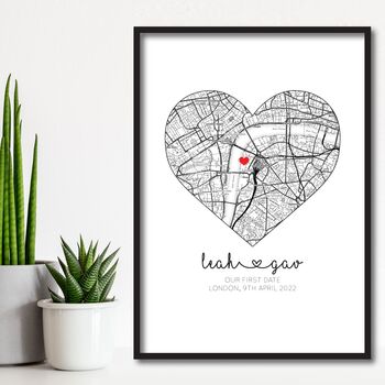 Our First Date, Valentines Day Gift, Location Map Print, 4 of 7