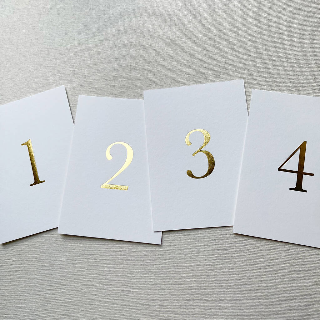 Foil Pressed Gold Table Numbers, 1 of 3