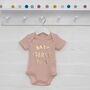 Baby Girls Rule Pink And Gold Babygrow, thumbnail 2 of 3