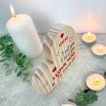 Personalised 'I'm Keeping You!' Wooden Freestanding Heart, 4 of 5