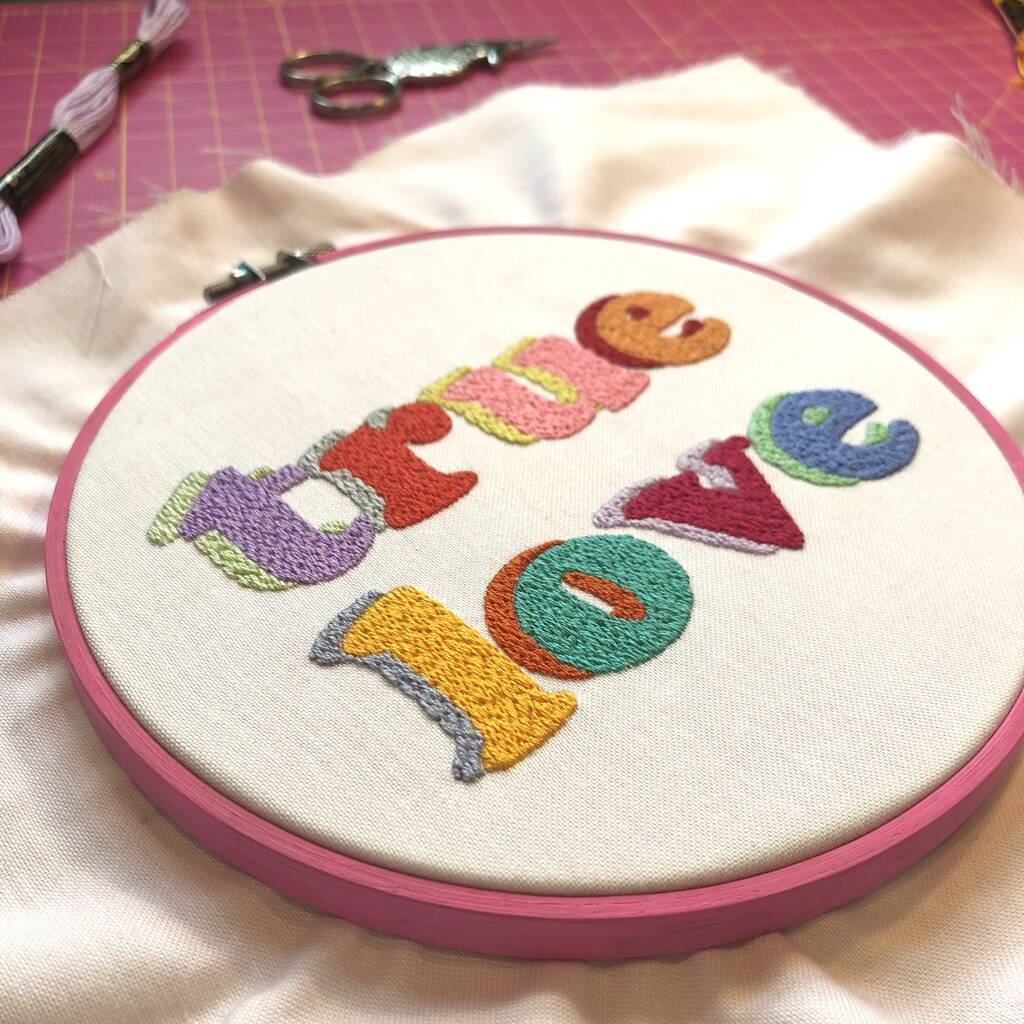 true love embroidered wall art by modern floss  notonthehighstreetcom