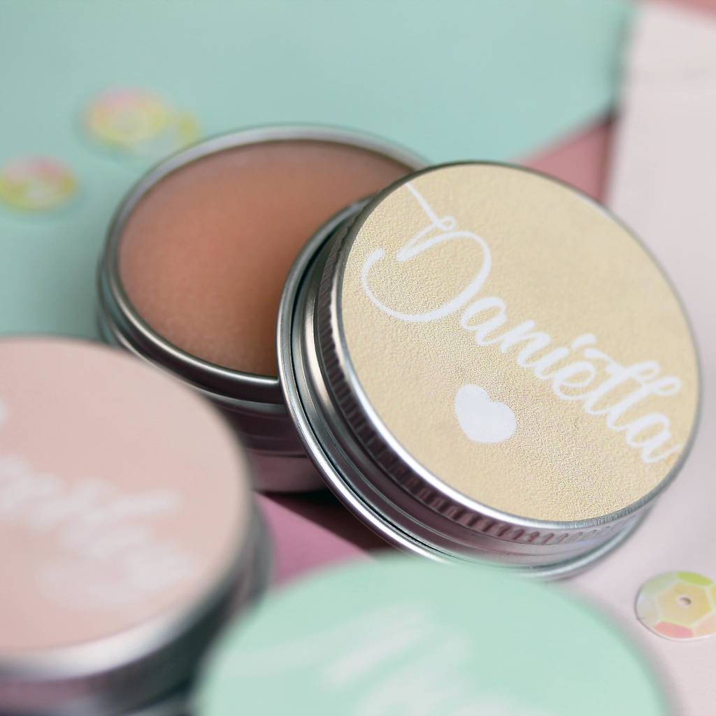 Personalised Pastel Sparkling Wine Lip Balm Favour By Hearth & Heritage