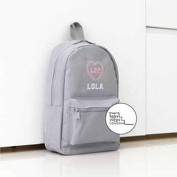 Grey Personalised Name/Initials Unisex Mini Backpack, 5 of 9