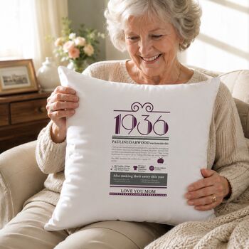 Personalised 90th Birthday Gift 1936 Cushion, 2 of 12