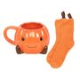 Cute Smiling Pumpkin Mug And Socks Set, thumbnail 2 of 3