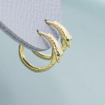 Snake Hoop Earrings In Sterling Silver, 4 of 12