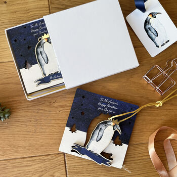 Personalised Penguin Christmas Card/Bauble For Teacher, 4 of 7