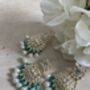 Green Gold Plated Kundan Earrings And Tikka Set, thumbnail 1 of 4