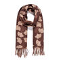 Deep Chocolate Ginkgo Leaf Pashmina Scarf With Tassels, thumbnail 2 of 4