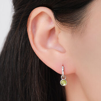 Genuine Peridot Hoop Earrings In Sterling Silver, 6 of 10