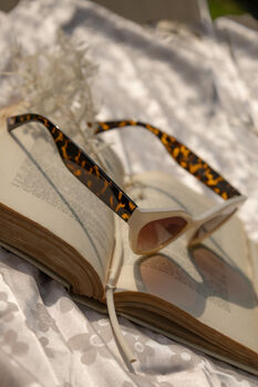 Cream Thick Diamond Frame Sunglasses, 7 of 9