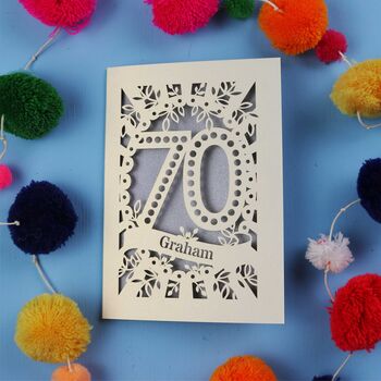 Personalised 70th Birthday Card Papercut Spotty Design, 8 of 9