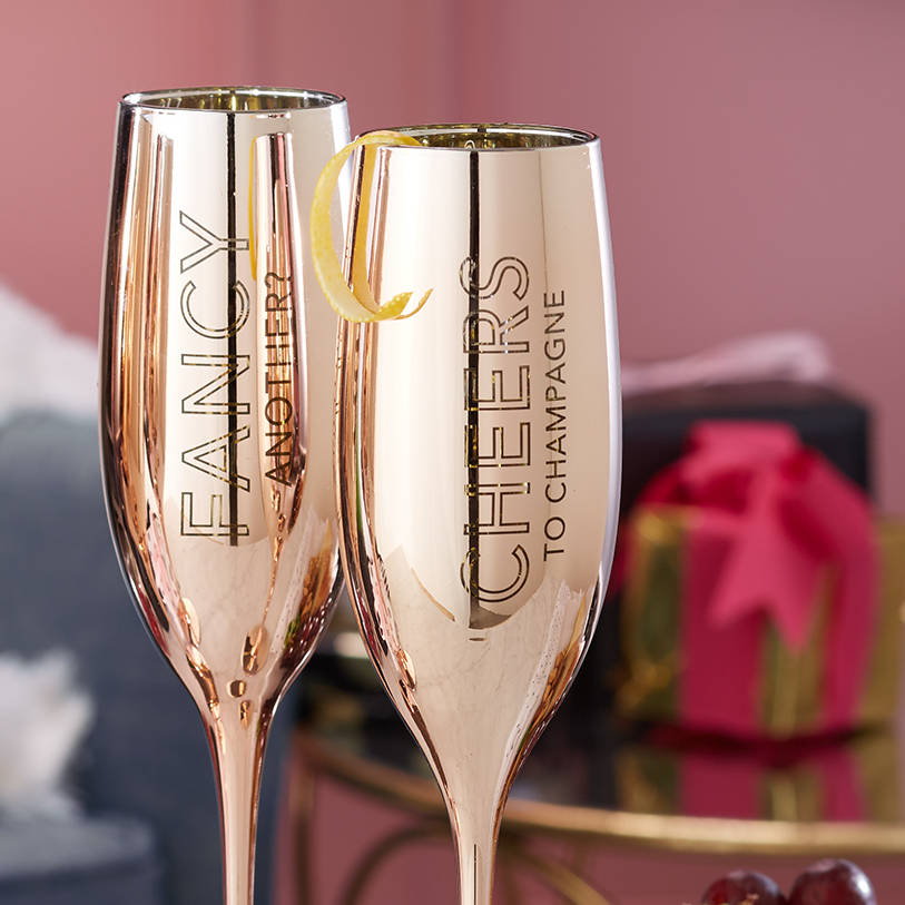 Gift Boxed Metallic Champagne Flute Set By Posh Totty Designs Interiors