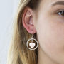 Rose Gold Plated Heart Circle Earrings, thumbnail 1 of 3