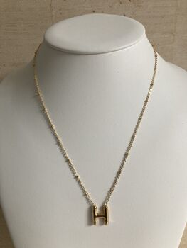 18k Gold Plated H Initial Pendant Necklace, 2 of 4