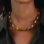 Octagon Link Chunky Gold Chain Necklace In 18 K Gold Plating, thumbnail 8 of 11