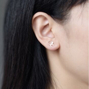 Sterling Silver Cat Stud Earrings, 3 of 5