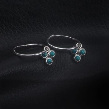 Hoop Earrings With Turquoise Charm, 2 of 4