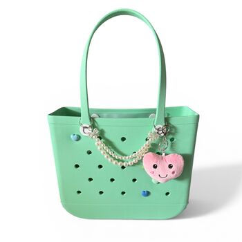 Plushy, Pink Heart Keyring With Smiley Face, 2 of 3